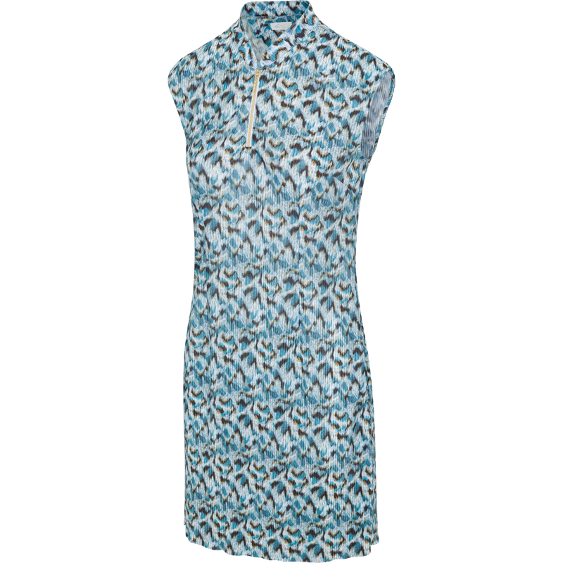 Cypress Capped-Sleeve Printed Zip Dress